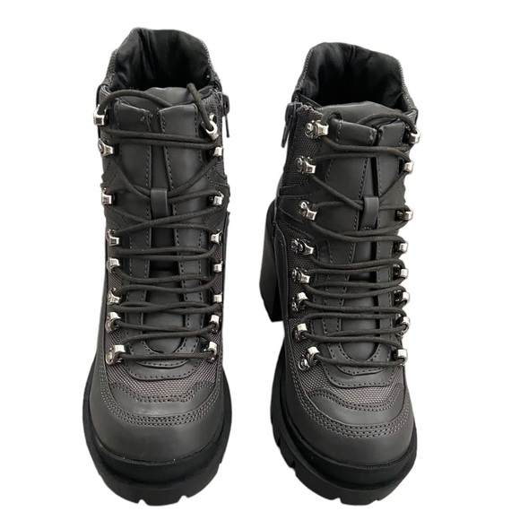 New Jeffrey Campbell Road Rage Lace-up Heeled Boots Dark Gray size 8M - Picture 7 of 10